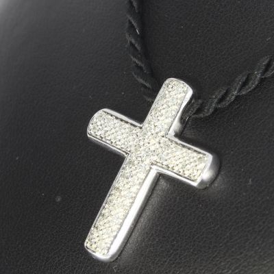 Strahlender Diamant Kreuzanhänger 585 14 Karat Weißgold 0,02 ct