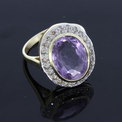 Amethyst Diamantring Gelbgold 585 14 Karat 0,20 Ct