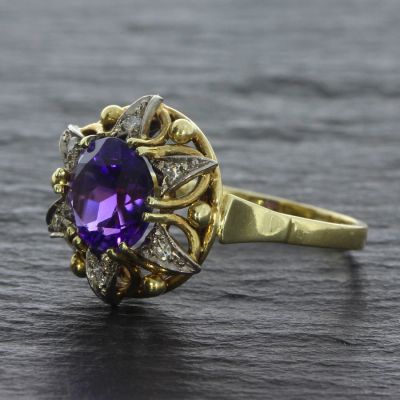 Handgefertigter Edelsteinring G 585 14 Karat Gelbgold 