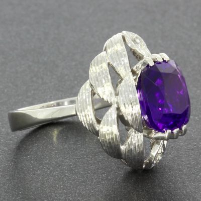 Amethyst Diamantring Weißgold 585 14 Karat 0,06 Ct 