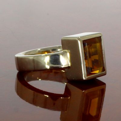 Citrinring Weißgold 585 14 Karat 