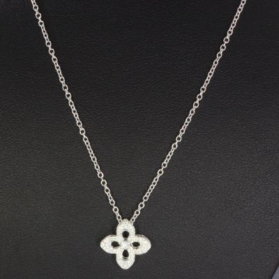 Flower Collier Weißgold 750 18 Karat 0,19 Ct 