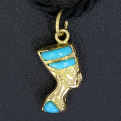 Nofretete Anhänger & Edelsteine Gelbgold 750 18 Karat 