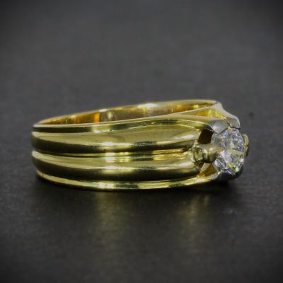 Glänzender Solitär-Brillant Ring 14K Gold 585, strahlender Diamant  .50ct