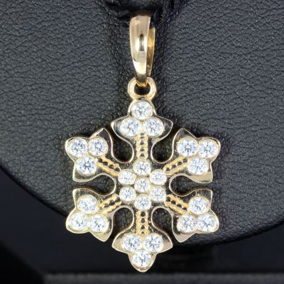 Schneeflockenanhänger Roségold 585 14 Karat Farbsteine 