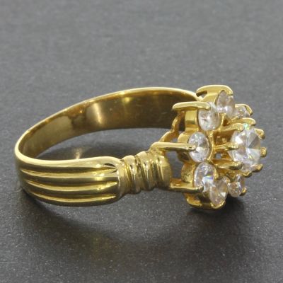 Halo Ring Gelbgold 750 18 Karat Farbsteine