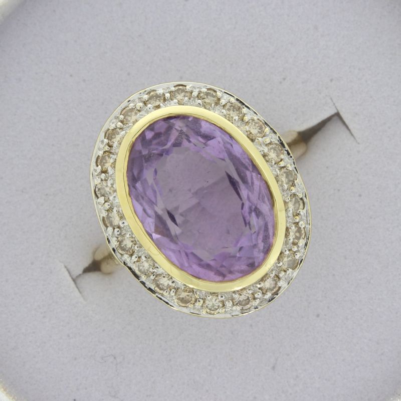 Amethyst Diamantring Gelbgold 585 14 Karat 0,20 Ct