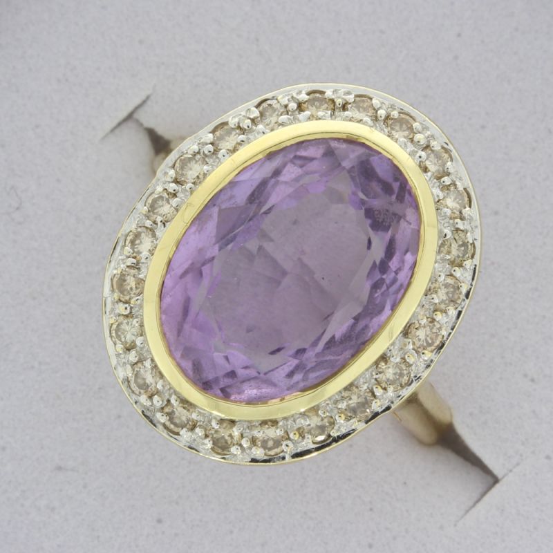 Amethyst Diamantring Gelbgold 585 14 Karat 0,20 Ct