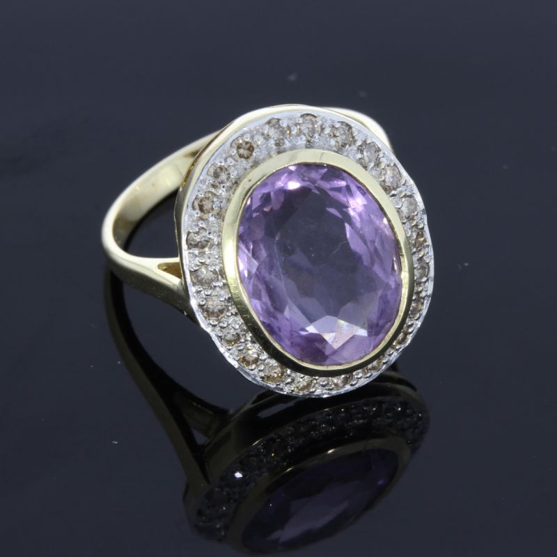 Amethyst Diamantring Gelbgold 585 14 Karat 0,20 Ct