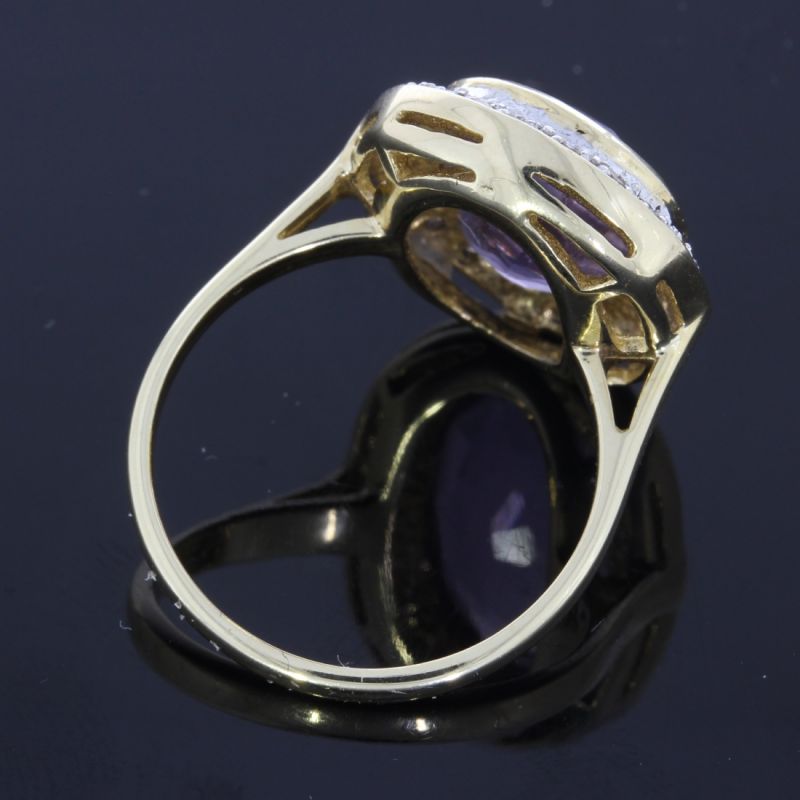 Amethyst Diamantring Gelbgold 585 14 Karat 0,20 Ct