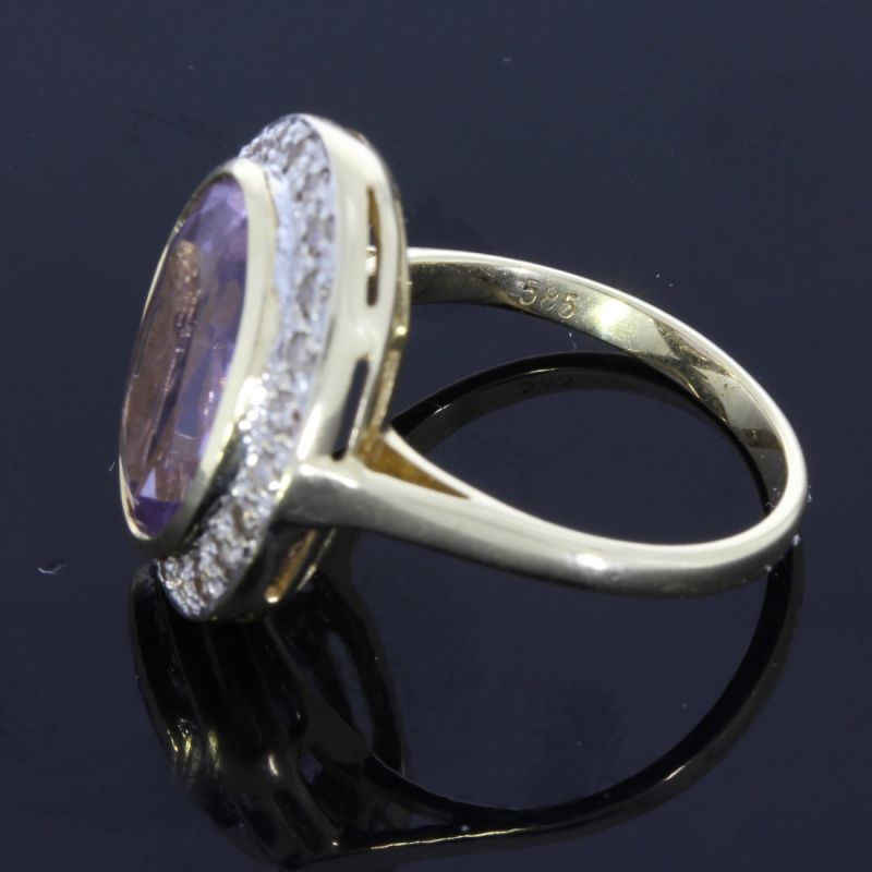 Amethyst Diamantring Gelbgold 585 14 Karat 0,20 Ct