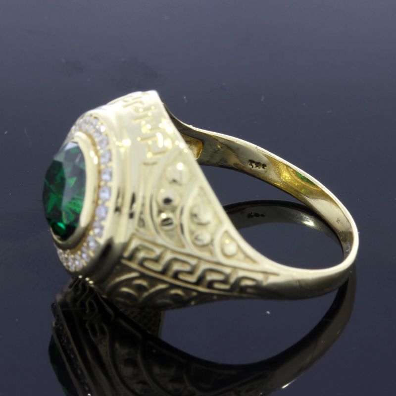 Faszinierender Diopsid Gelbgoldring 585 14 Karat 