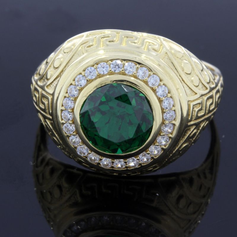 Faszinierender Diopsid Gelbgoldring 585 14 Karat 
