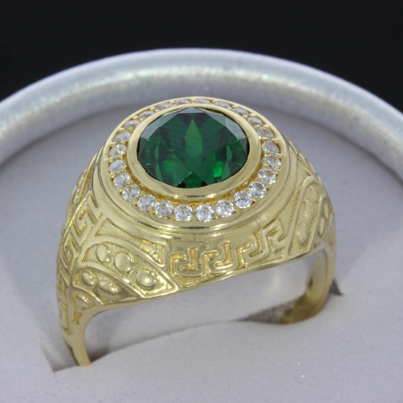 Faszinierender Diopsid Gelbgoldring 585 14 Karat 