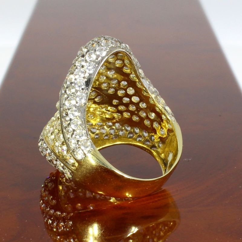 Opulenter Damenring 585 14 Karat Bicolor mit Farbsteinen