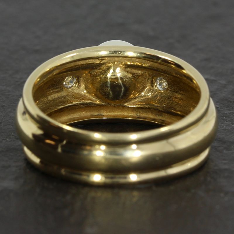 Entzückender Diamantring 585 14 K Gelbgold mit Zuchtperle 