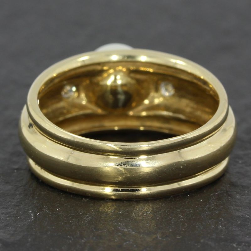 Entzückender Diamantring 585 14 K Gelbgold mit Zuchtperle 
