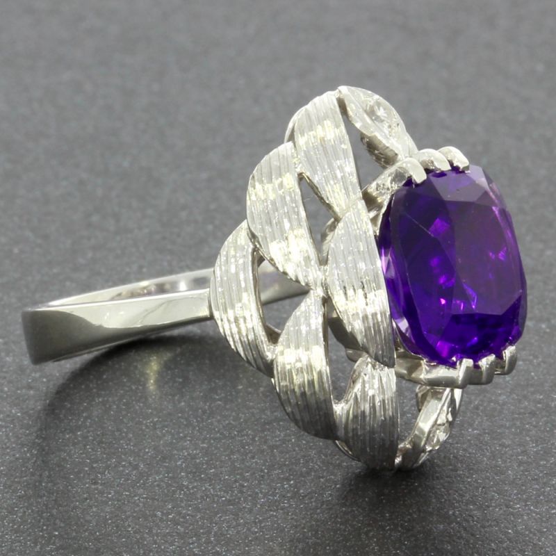 Amethyst Diamantring Weißgold 585 14 Karat 0,06 Ct 