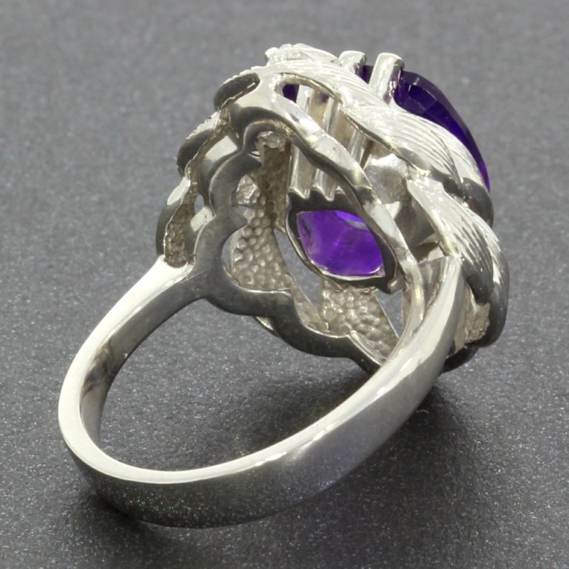 Amethyst Diamantring Weißgold 585 14 Karat 0,06 Ct 