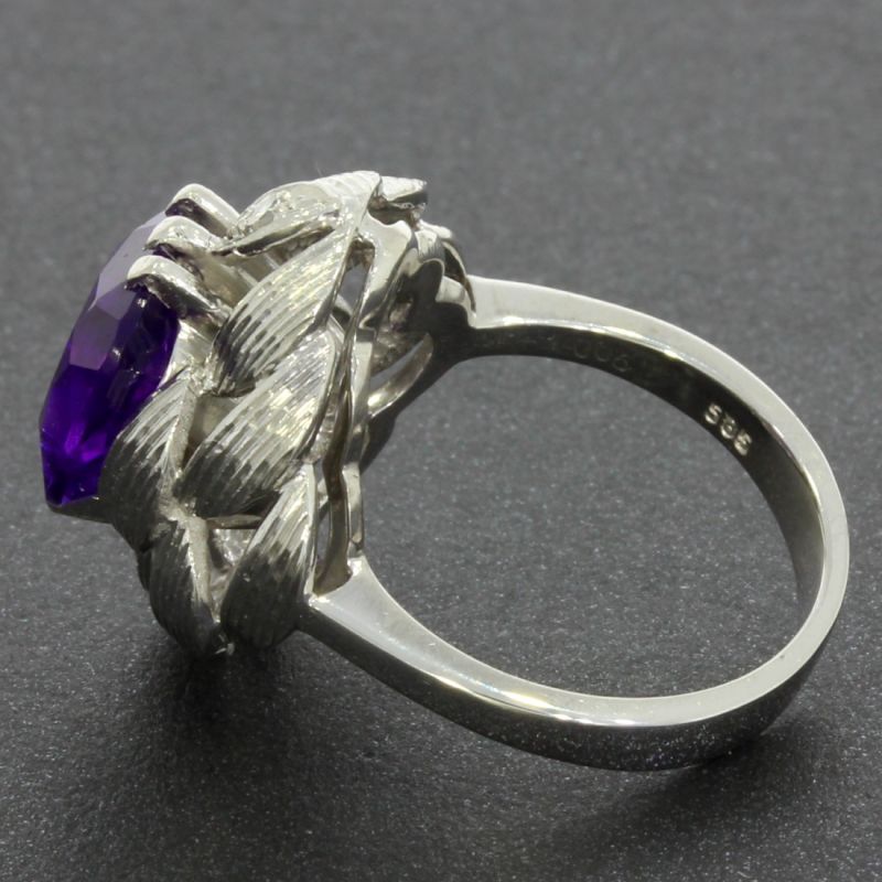 Amethyst Diamantring Weißgold 585 14 Karat 0,06 Ct 