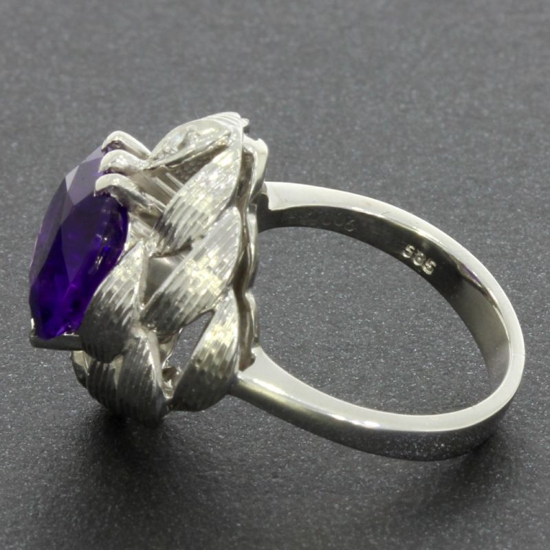 Amethyst Diamantring Weißgold 585 14 Karat 0,06 Ct 