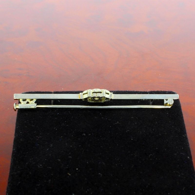 Diamant Onyx Brosche Weißgold 750 18 Karat 0,05 Ct 