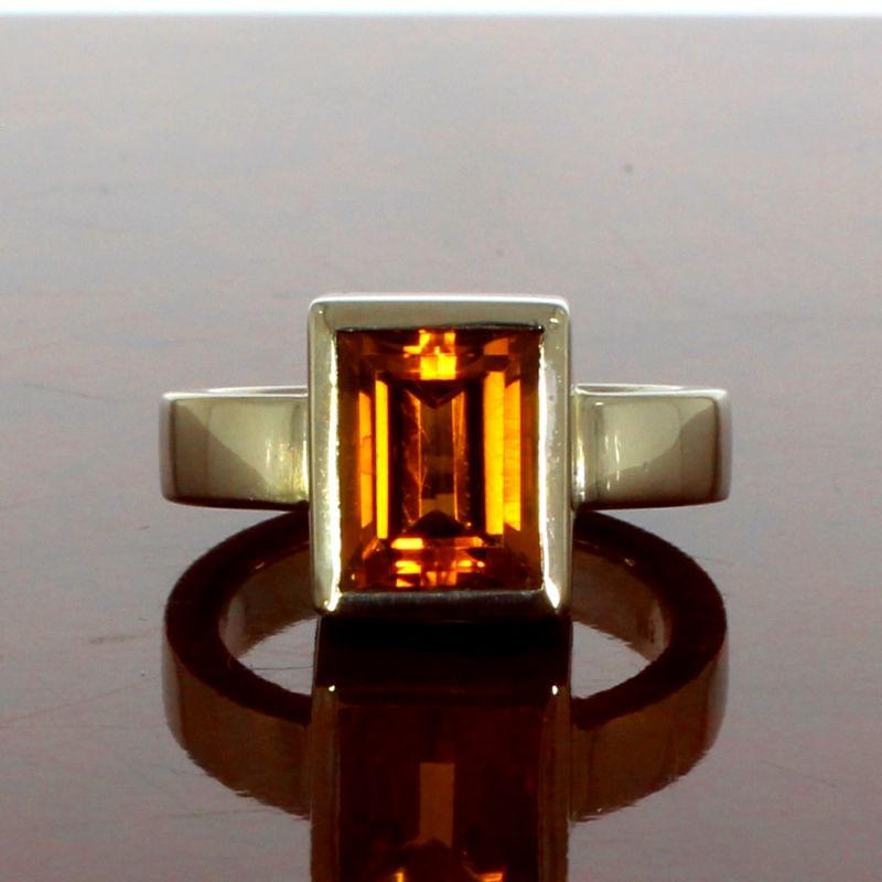Citrinring Weißgold 585 14 Karat 