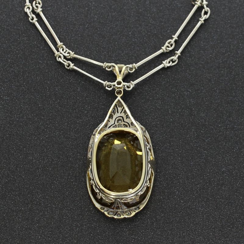 Schönes vintage Collier Gold 585 14 Kt Mit Citrin und Diamant