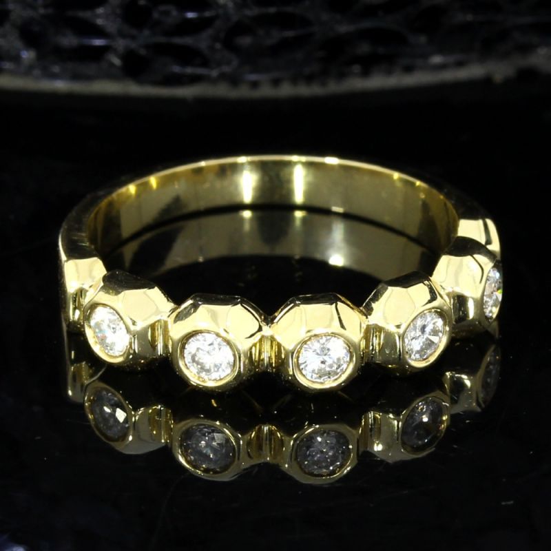 585er Goldring mit 5 Diamanten (0,35 ct)