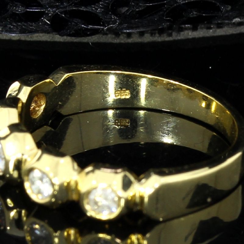 585er Goldring mit 5 Diamanten (0,35 ct)