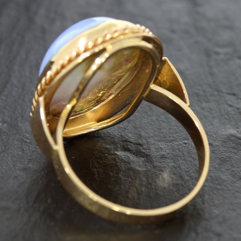 Damen Ring aus 583 Rotgold mit ovaler Opaldublette