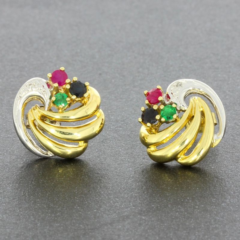 Edelstein Ohrstecker Bicolor 585 14 Karat 