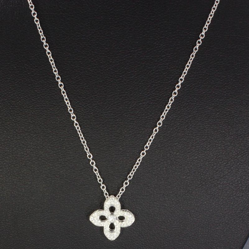 Flower Collier Weißgold 750 18 Karat 0,19 Ct 