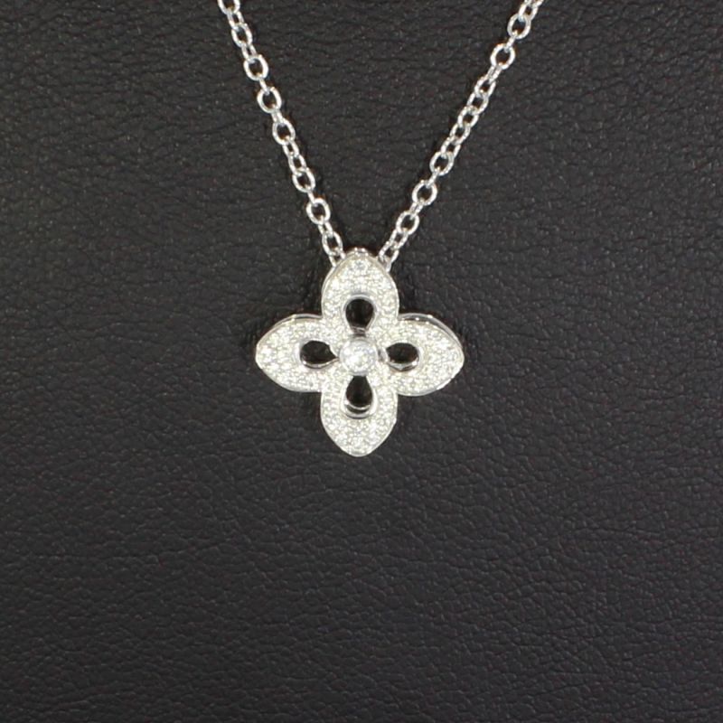 Flower Collier Weißgold 750 18 Karat 0,19 Ct 