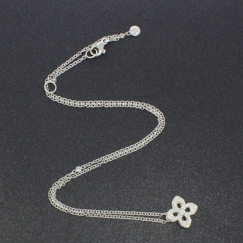 Flower Collier Weißgold 750 18 Karat 0,19 Ct 
