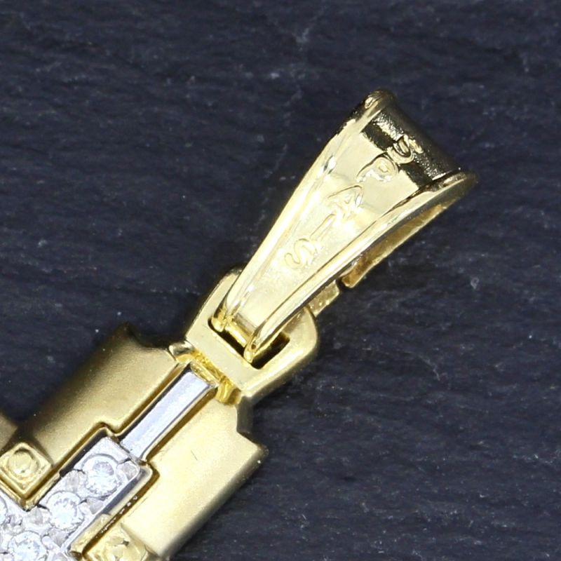 Glänzend & elegant Kreuzanhänger 585 Gold Zirkonia