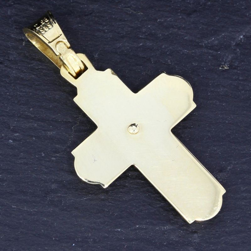 Glänzend & elegant Kreuzanhänger 585 Gold Zirkonia