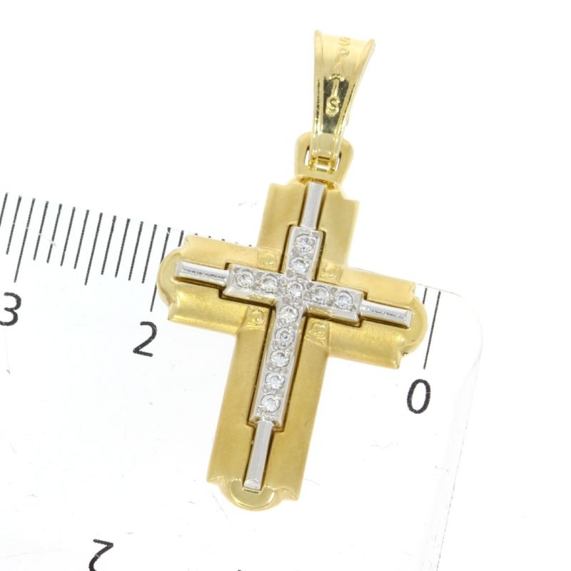 Glänzend & elegant Kreuzanhänger 585 Gold Zirkonia