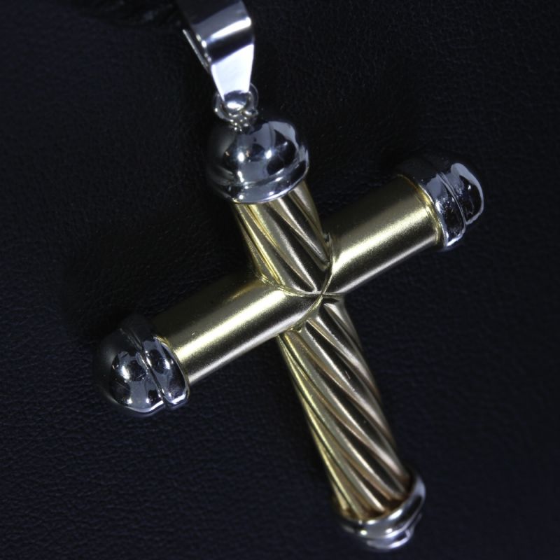 Anhänger Kreuz 585 14 Karat Bicolor Gold 5 cm