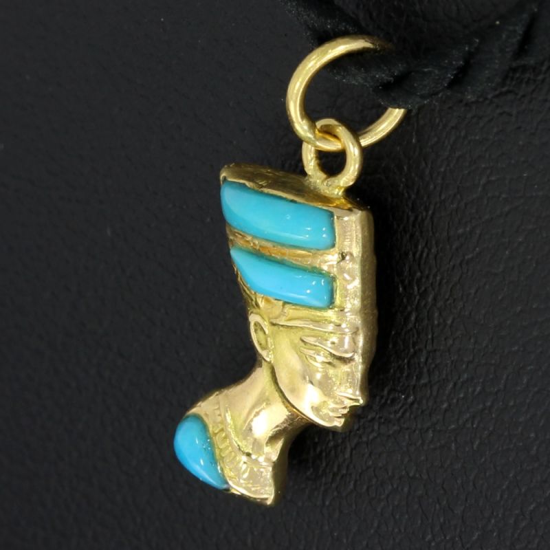 Nofretete Anhänger & Edelsteine Gelbgold 750 18 Karat 