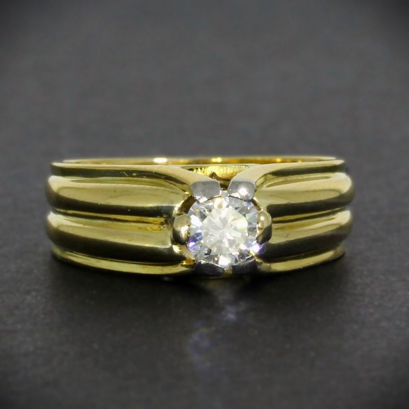 Glänzender Solitär-Brillant Ring 14K Gold 585, strahlender Diamant  .50ct