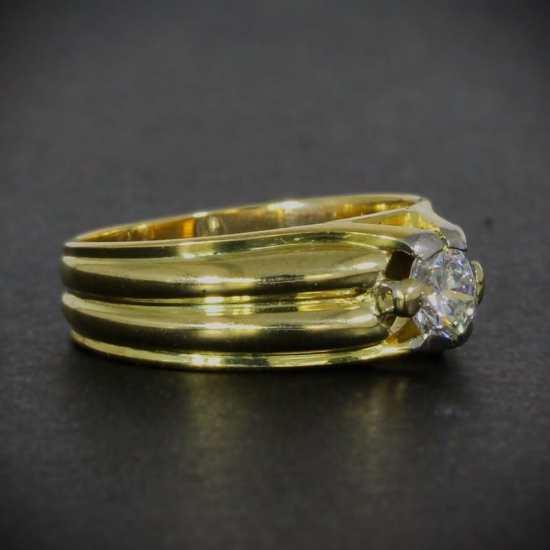 Glänzender Solitär-Brillant Ring 14K Gold 585, strahlender Diamant  .50ct