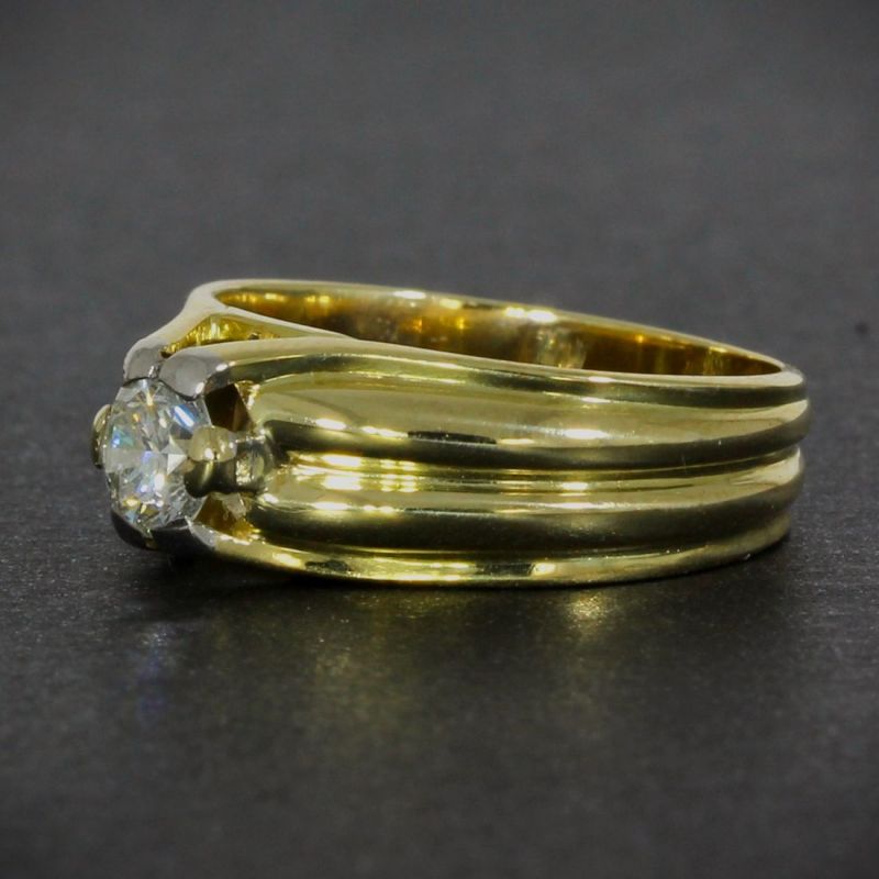 Glänzender Solitär-Brillant Ring 14K Gold 585, strahlender Diamant  .50ct