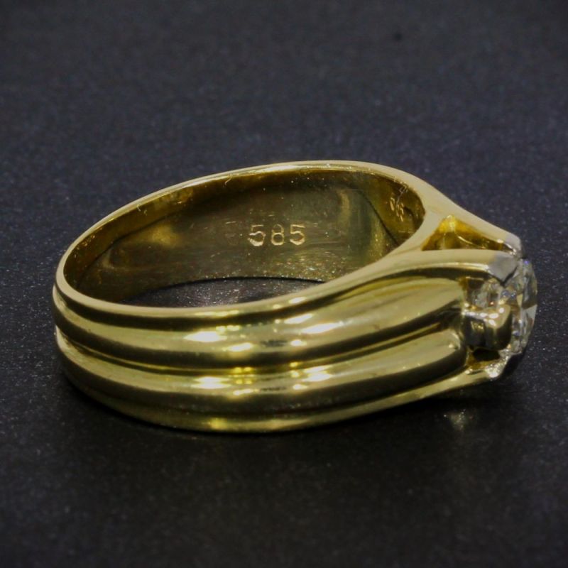 Glänzender Solitär-Brillant Ring 14K Gold 585, strahlender Diamant  .50ct