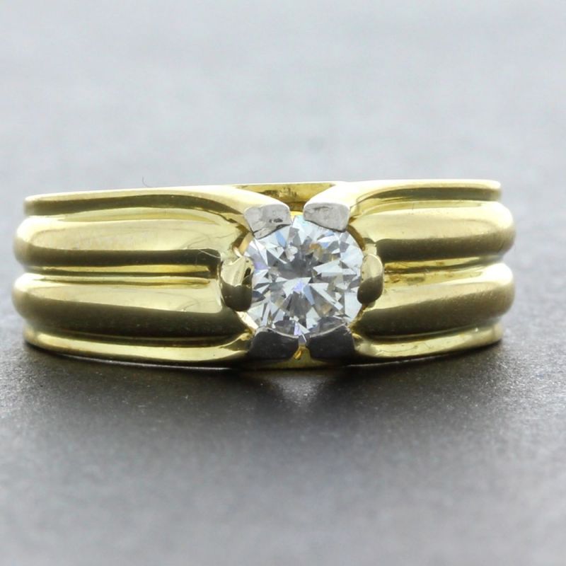 Glänzender Solitär-Brillant Ring 14K Gold 585, strahlender Diamant  .50ct