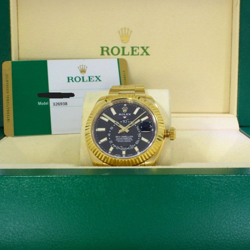 Rolex Sky Dweller Yellow Gold Black Dial 326938 