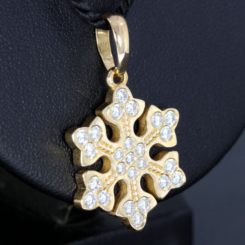 Schneeflockenanhänger Roségold 585 14 Karat Farbsteine 