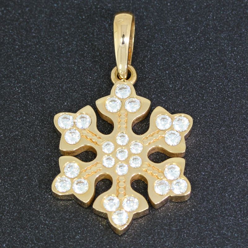 Schneeflockenanhänger Roségold 585 14 Karat Farbsteine 