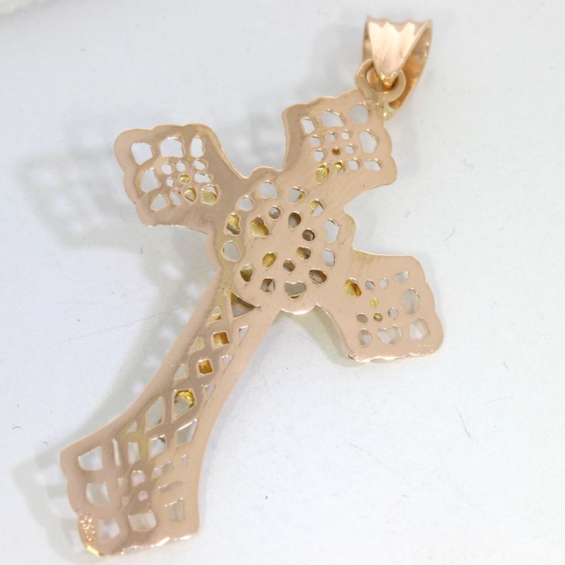 Tricolor Kreuz Anhänger 585 14 Karat Gold