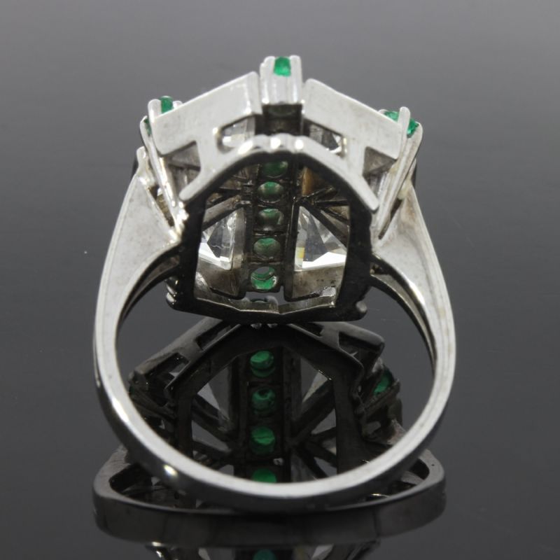 Statement Ring Weißgold 585 14 Karat Diamanten 2,3 Ct Smaragde 
